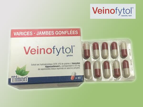 Mỗi hộp Veinofytol gồm 40 viên chia 4 vỉ, mỗi vỉ 10 viên